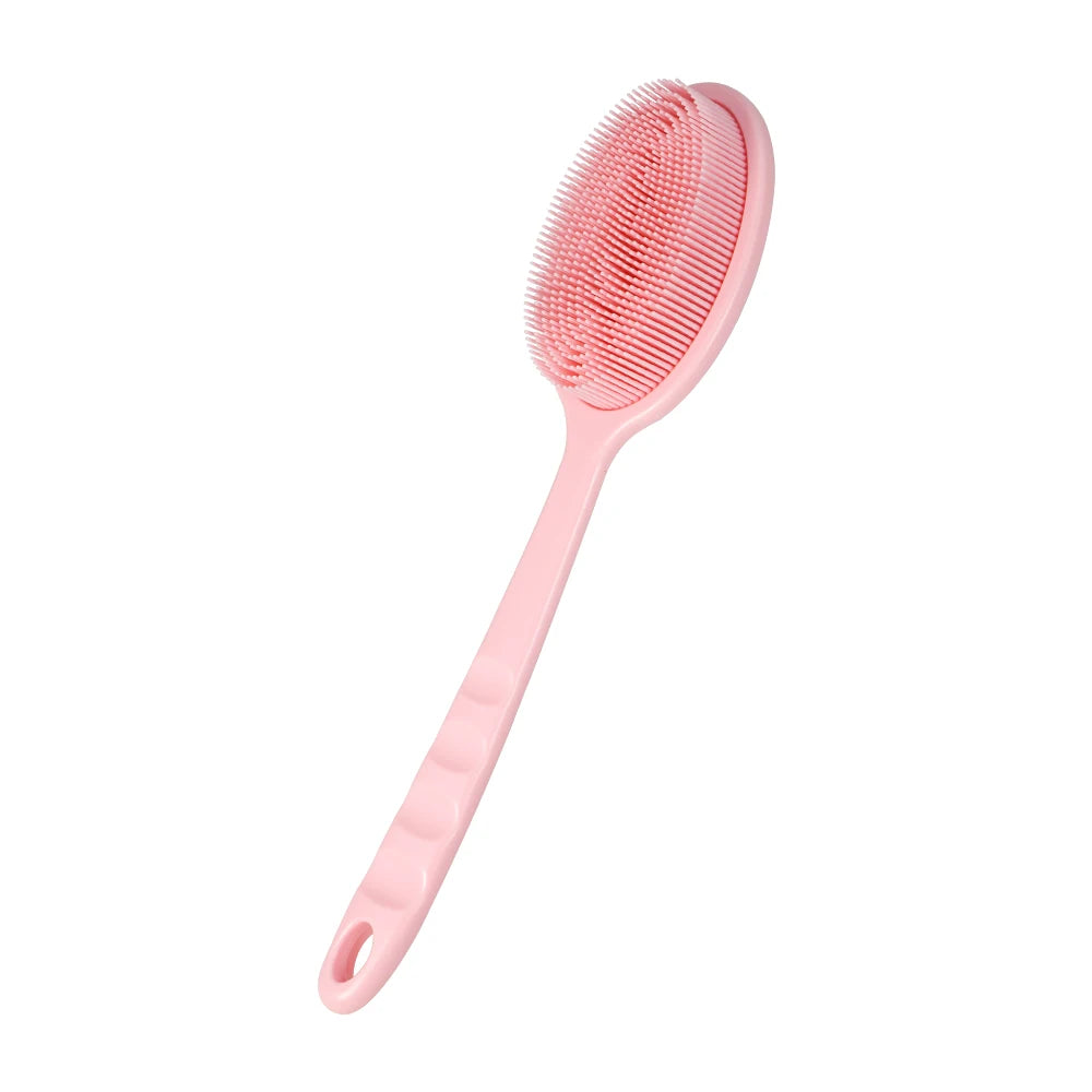 Long Handle Silicone Bath Brush – Body Scrubber & Exfoliator Silicone Bath Brush PRIMED GJ02-pink-02