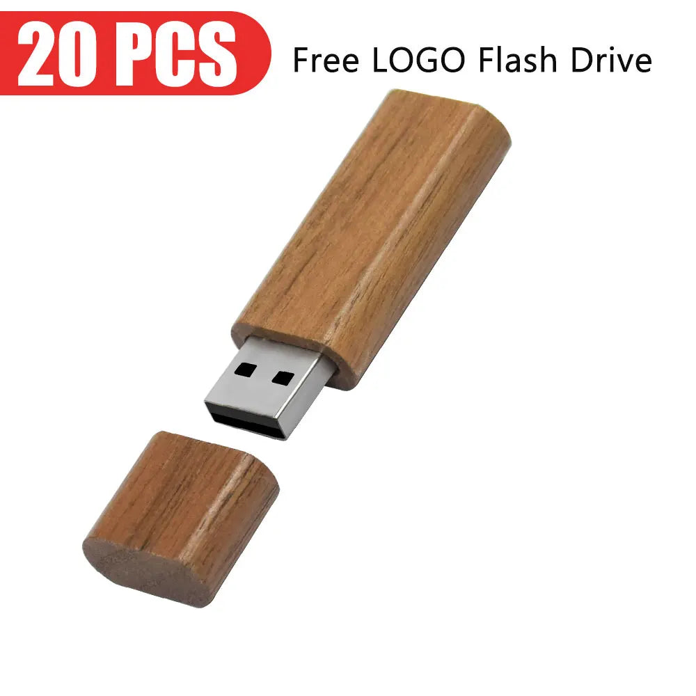 20-Pack Custom Logo Wooden USB Flash Drives 4GB–128GB USB Flash Drive PRIMED 128 GB walnut wood