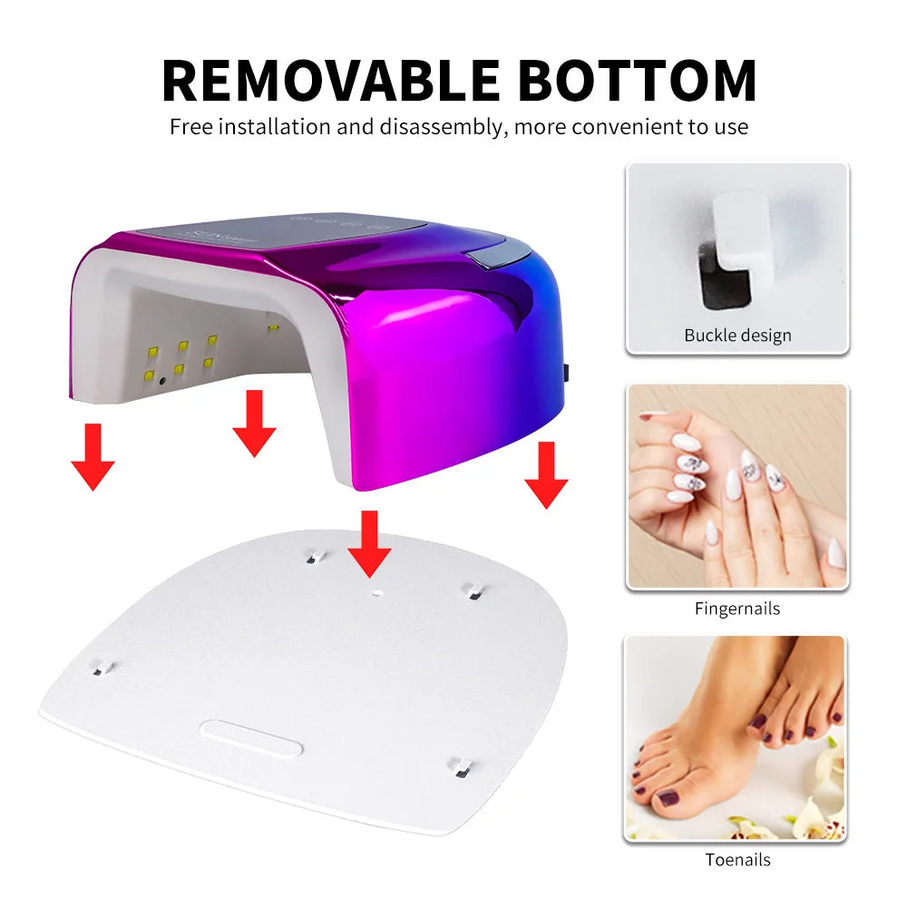 200W 48-LED Rechargeable Wireless UV Nail Curing Lamp UV Nail Curing Lamp PRIMED