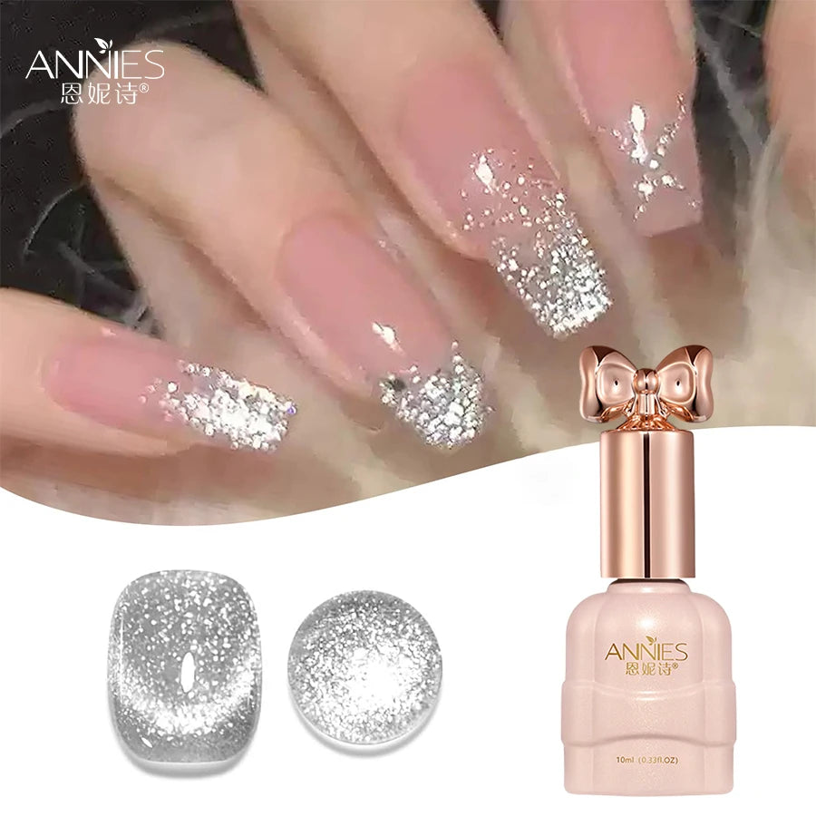 Cat Eye Magnetic Gel Nail Polish 10ml – Silver Glitter UV