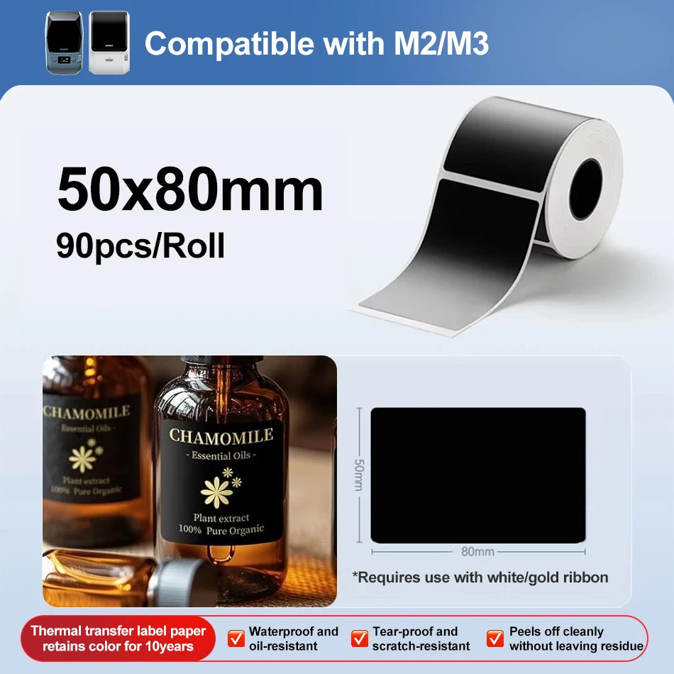 Niimbot M2 300DPI Portable Thermal Transfer Label Printer Thermal Label Printer PRIMED OnlyLabel BK50-80mm