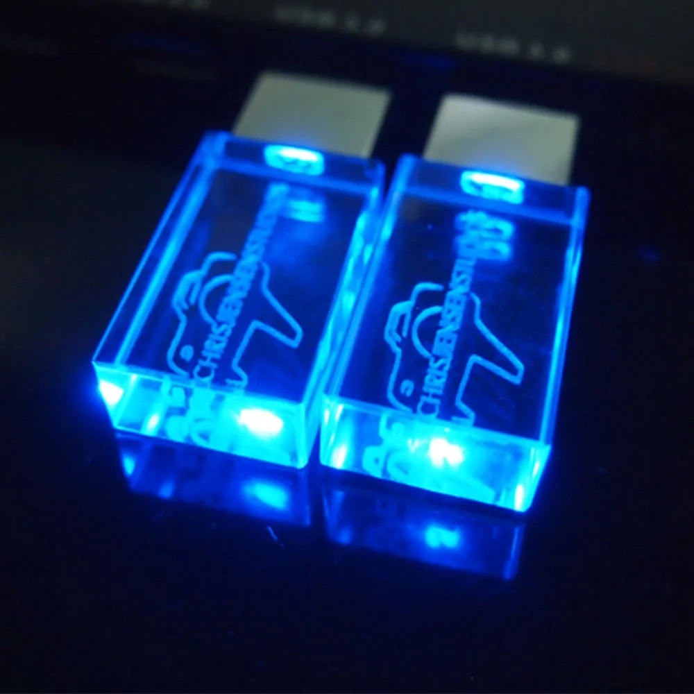 10-Pack 128GB Crystal LED USB Flash Drives | Free Custom Logo USB Flash Drive PRIMED