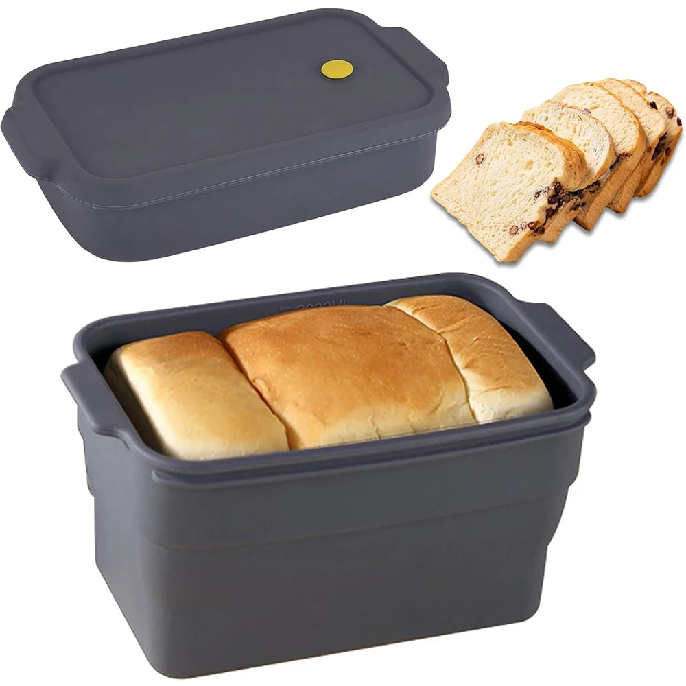 LMETJMA Collapsible Silicone Bread Loaf Pan – Non-Stick Baking Silicone Loaf Pan PRIMED black