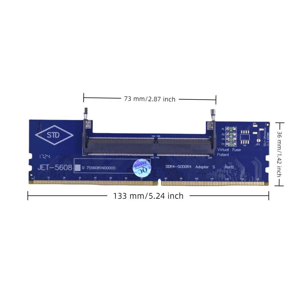 TISHRIC SO-DIMM to DIMM Adapter – DDR3 DDR4 DDR5 RAM Card