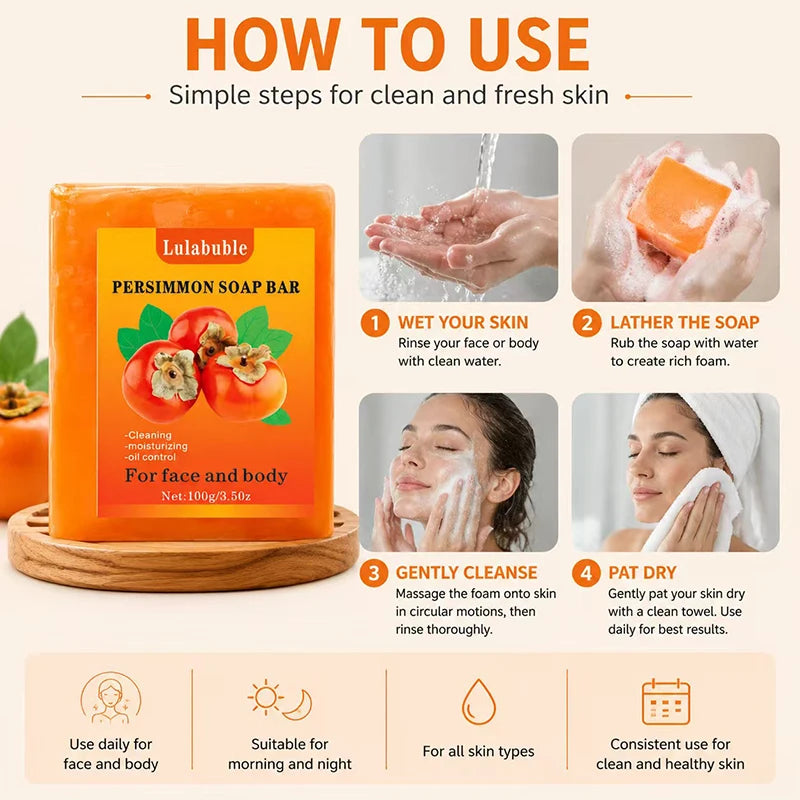 Mint Persimmon Rice Milk Soap Bar 100g – Face & Body Handmade Soap Bar PRIMED