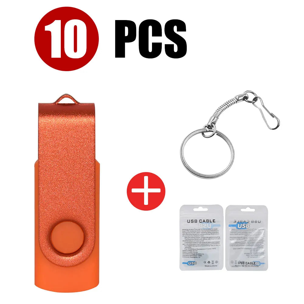 10-Pack Colorful USB Flash Drives 1GB–64GB | Custom Logo USB Flash Drive PRIMED 4GB Orange USB 2.0