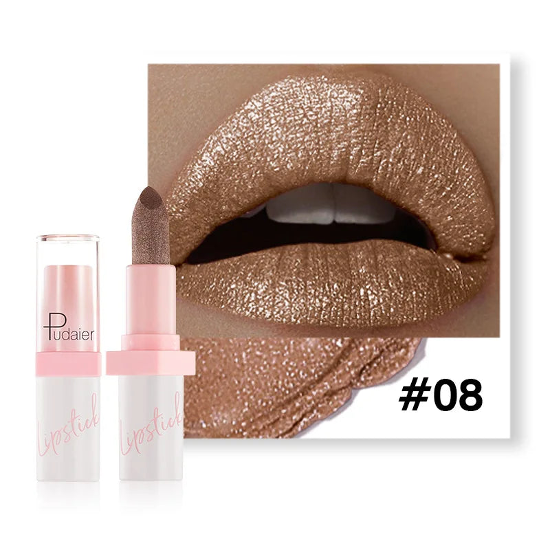 Pudaier Diamond Lipstick 10 Shades – Waterproof Glitter Lip