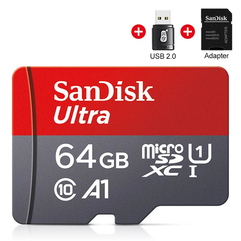 SanDisk Micro SD Card 32–256GB Class 10 UHS-1 + Card Reader Micro SD Card PRIMED 64 GB