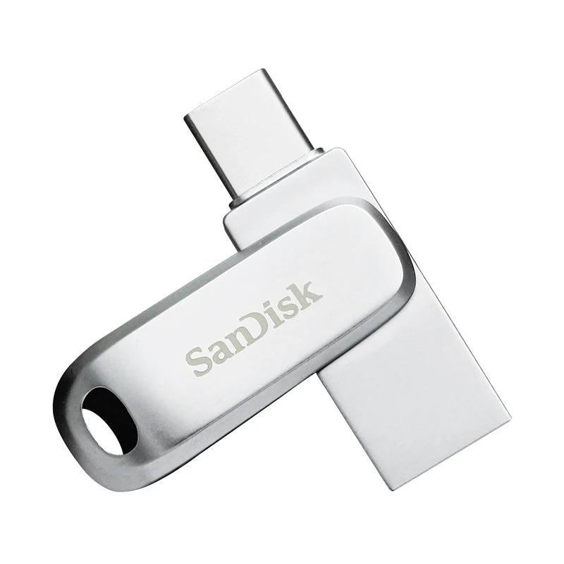 SanDisk Ultra Luxe USB-C 3.2 Dual Flash Drive 32GB–512GB USB Flash Drive PRIMED Silver 256GB