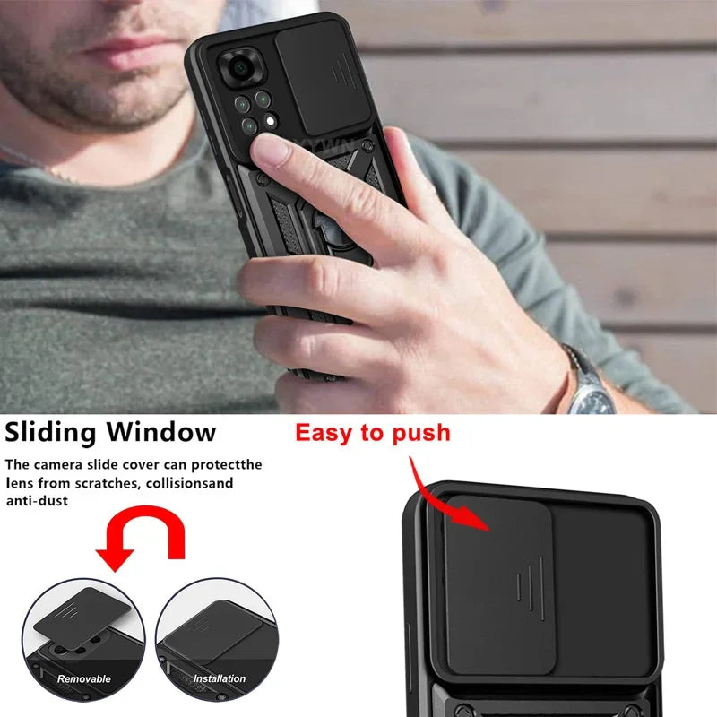 Redmi Note 12/14/15 Pro Armor Case – Ring & Car Holder Armor Phone Case PRIMED