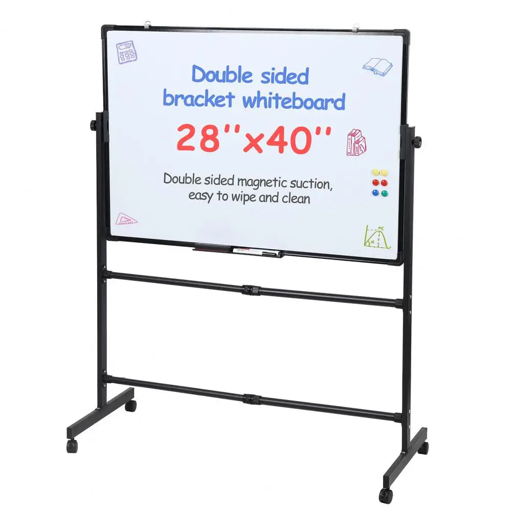 Rolling Magnetic Whiteboard 40x28" | Double-Sided Height Adjustable Rolling Whiteboard Easel PRIMED Germany Black