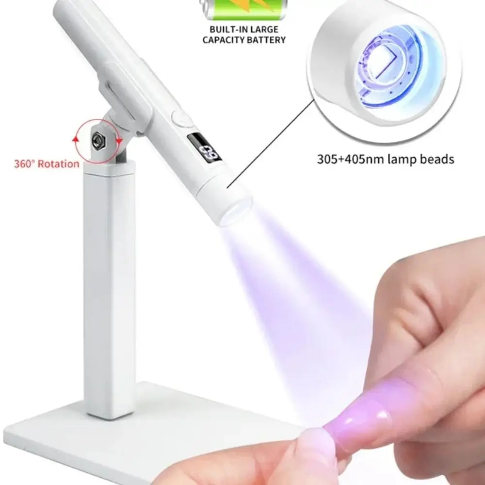 Rechargeable UV LED Nail Lamp | LCD Display & Dryer Stand