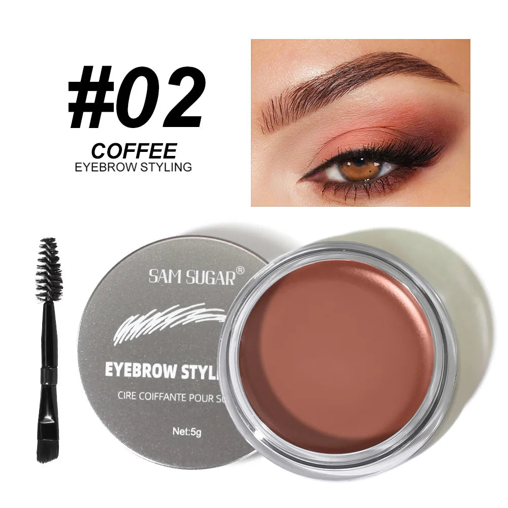 SAM SUGAR Waterproof Eyebrow Gel – Long-Lasting Brow Wax Eyebrow Styling Gel PRIMED 02 COFFEE