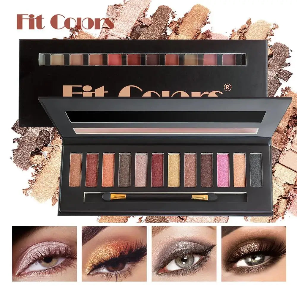 Fit Colors 12-Shade Eyeshadow Palette – Blush & Highlighter Kit Eyeshadow Palette PRIMED