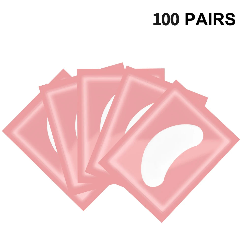 100 Pairs Hydrogel Under Eye Pads for Eyelash Extensions Eyelash Extension Pads PRIMED PT-100pcs Pink