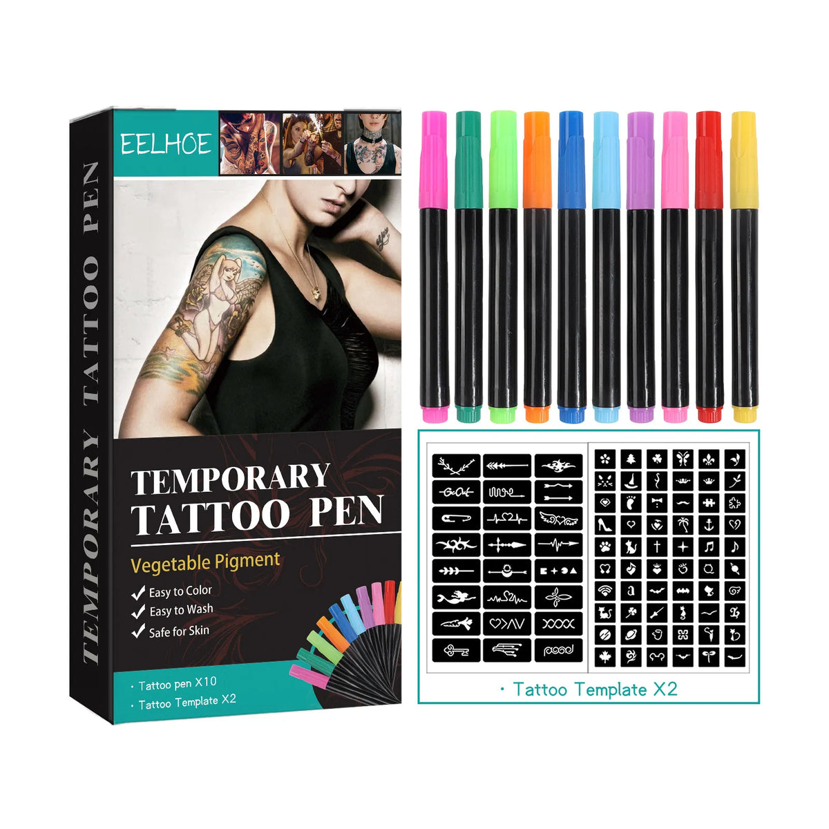 10-Color Temporary Face & Body Paint Pen Set – Waterproof