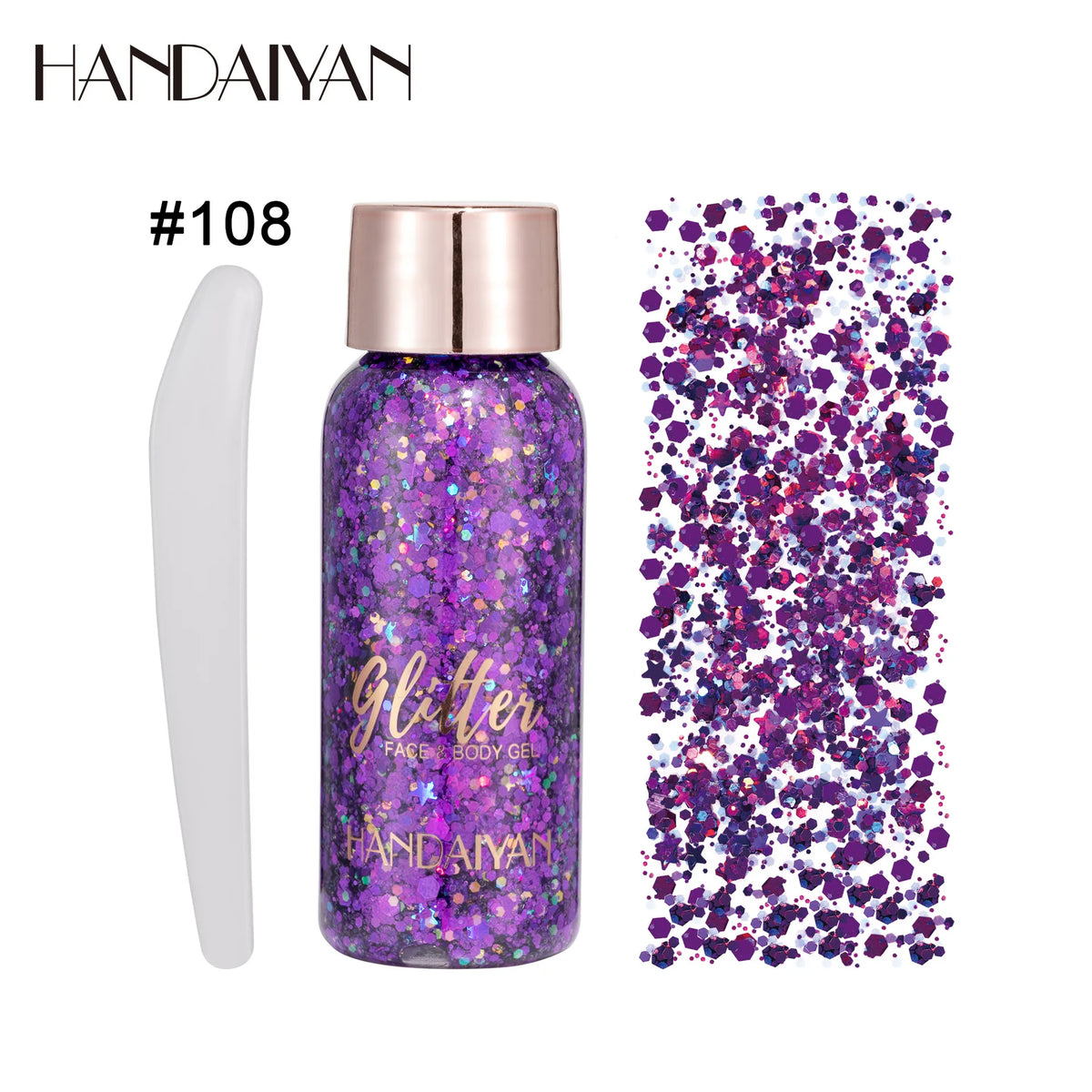 HANDAIYAN 9-Shade Glitter Gel for Face, Body, Hair & Nails Glitter Body Gel PRIMED 108 32g