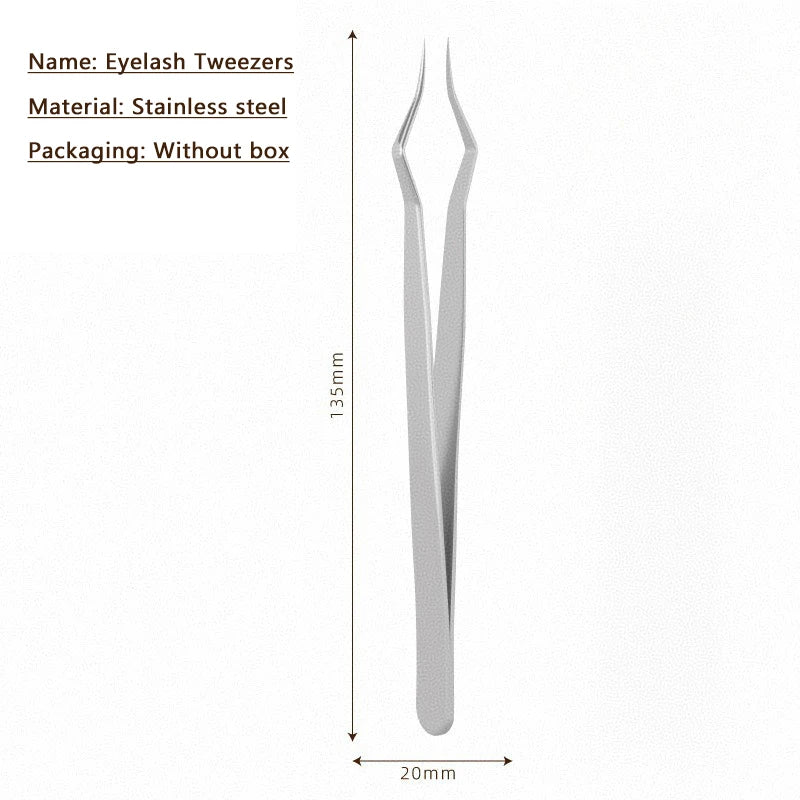 Precision Lash Extension Tweezers – Square Curved Tip Anti-Slip Lash Extension Tweezers PRIMED Silver