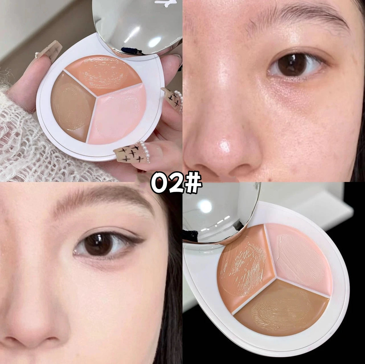 3-Color Concealer Palette – High Coverage Contour & Foundation
