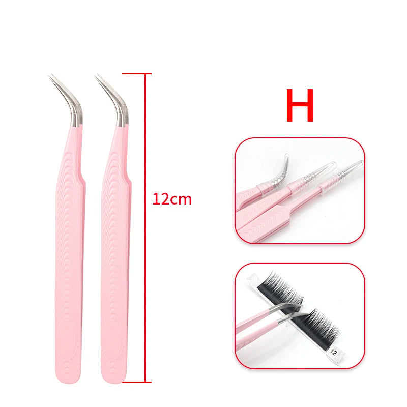 Pink Stainless Steel Eyelash Extension Tweezers | Pro Lash Tool Eyelash Extension Tweezers PRIMED H