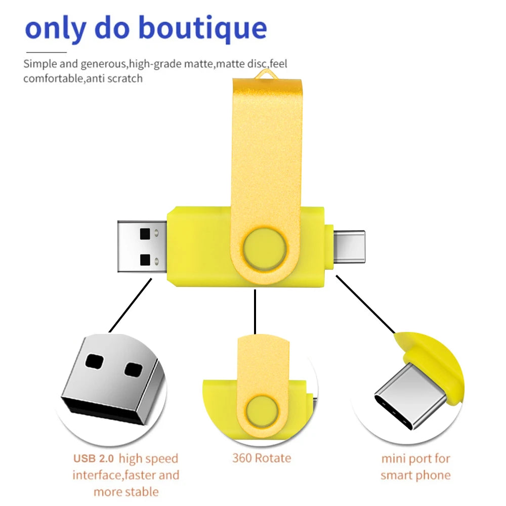 2-in-1 Type-C USB 2.0 Metal Flash Drive Bulk – Custom Logo USB Flash Drive PRIMED