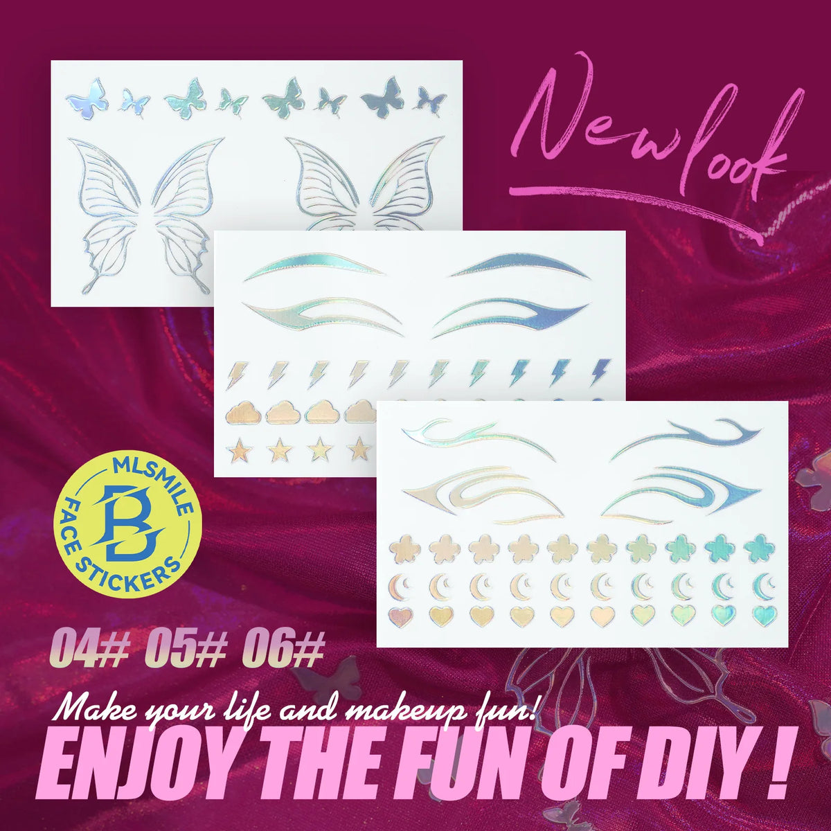 MLSMILE 3D Laser Face Tattoo Stickers | Eye Makeup Beauty