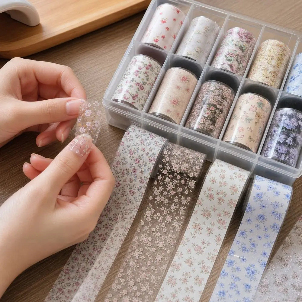 Lace Rose Nail Foil Stickers – Black White Sequin Manicure