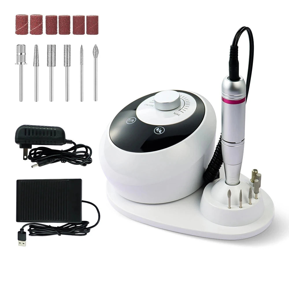 45000 RPM Electric Nail Drill Machine for Gel & Manicure Electric Nail Drill PRIMED White