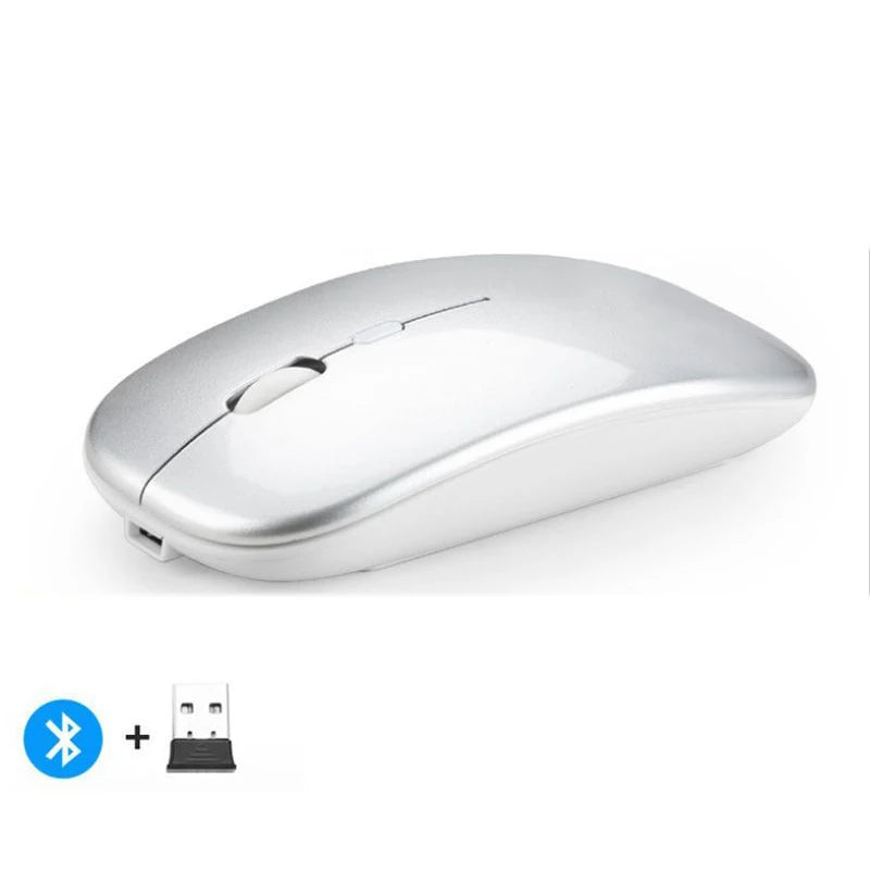 Wireless Bluetooth RGB Mouse – Silent, Rechargeable, LED Backlit Wireless Gaming Mouse PRIMED Sliver