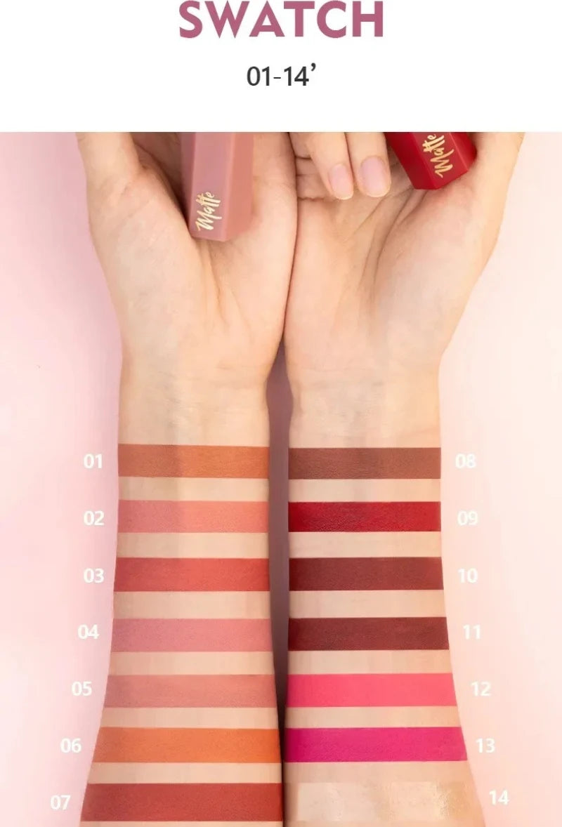 Pudaier 14-Color Velvet Matte Liquid Lipstick Set – Waterproof