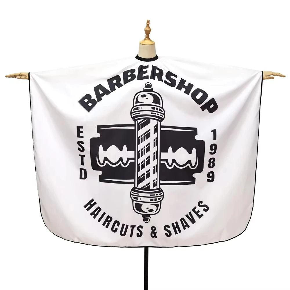 White Barber Haircut Cape – Salon & Home Hairdressing Gown