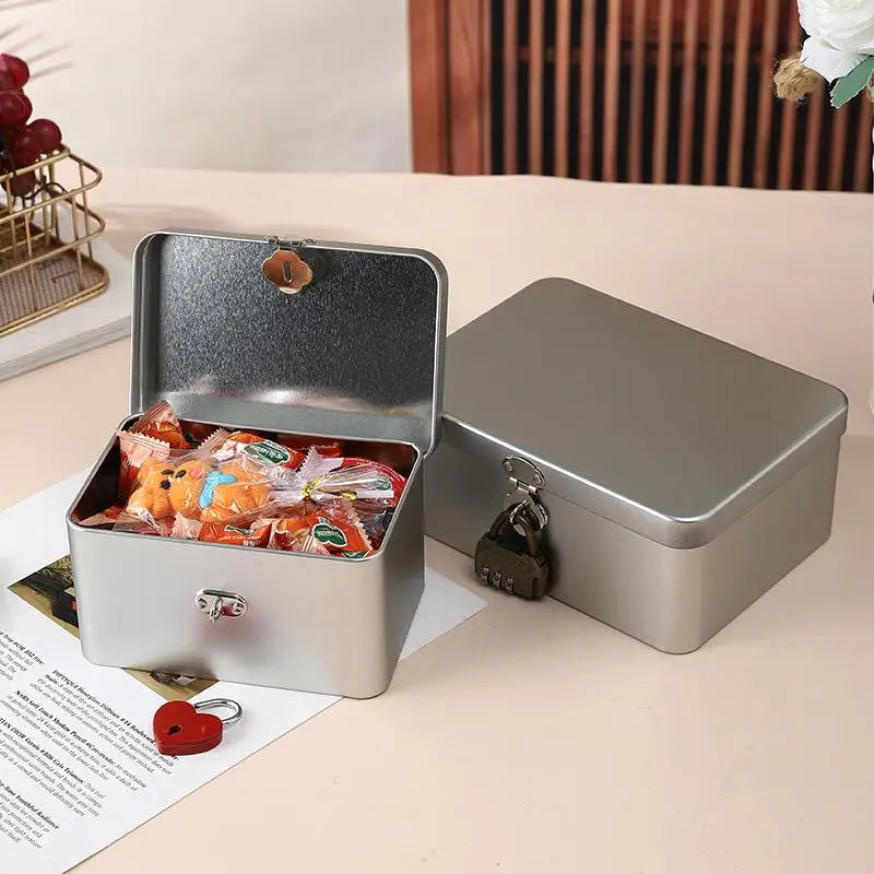 Lockable Tinplate Storage Box – Jewelry, Coins & Desk Organizer Lockable Storage Box PRIMED