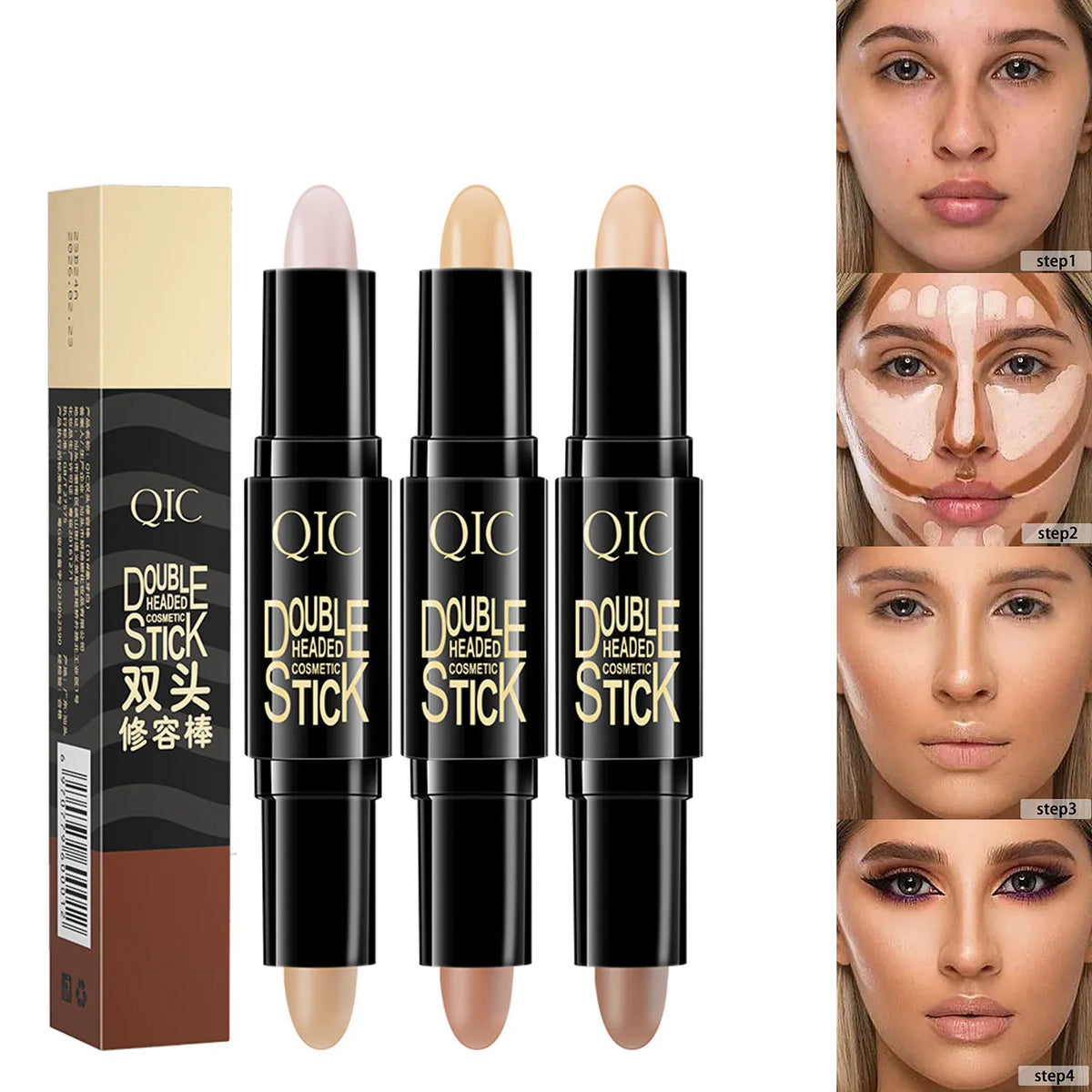 QIC Contour & Concealer Stick – Waterproof Face Bronzer Cream