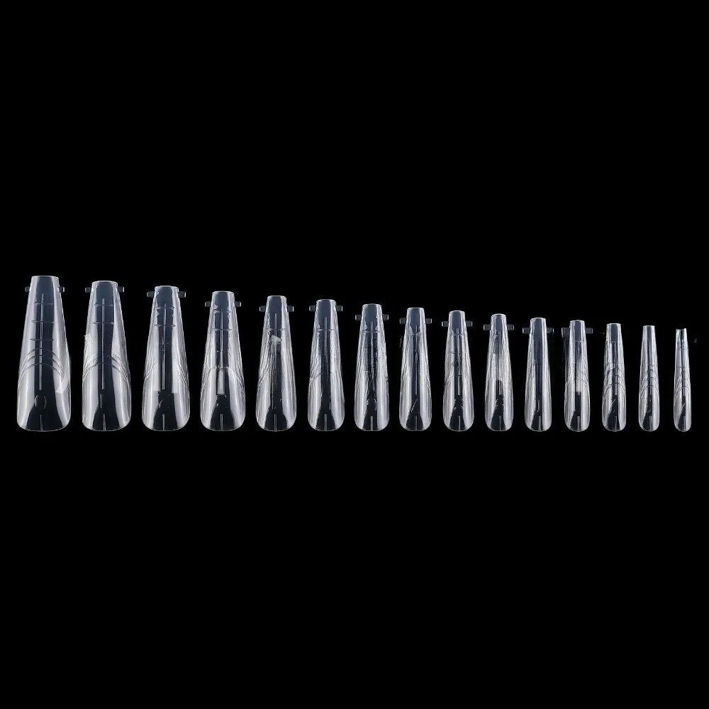 150Pcs Reusable Sandwich Nail Forms – 15 Sizes Clear PP