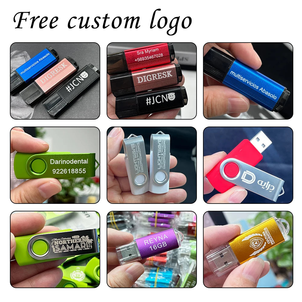 100PCS Custom Logo Metal USB Flash Drives Bulk 128MB–128GB Bulk USB Flash Drive PRIMED