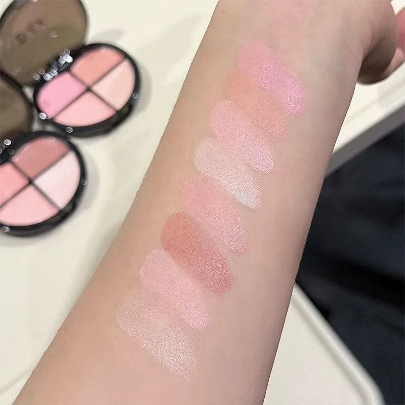 4-Color Cream Blush Palette | Dewy Shimmer K-Beauty Glow Cream Blush Palette PRIMED