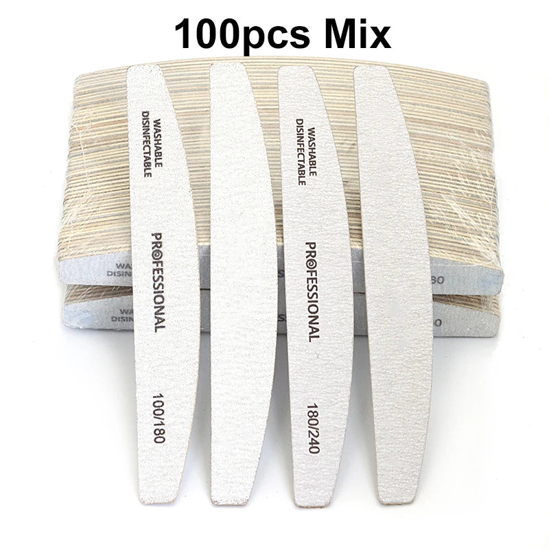 Professional Wooden Nail Files 50/100Pcs | 100/180 & 180/240 Grit
