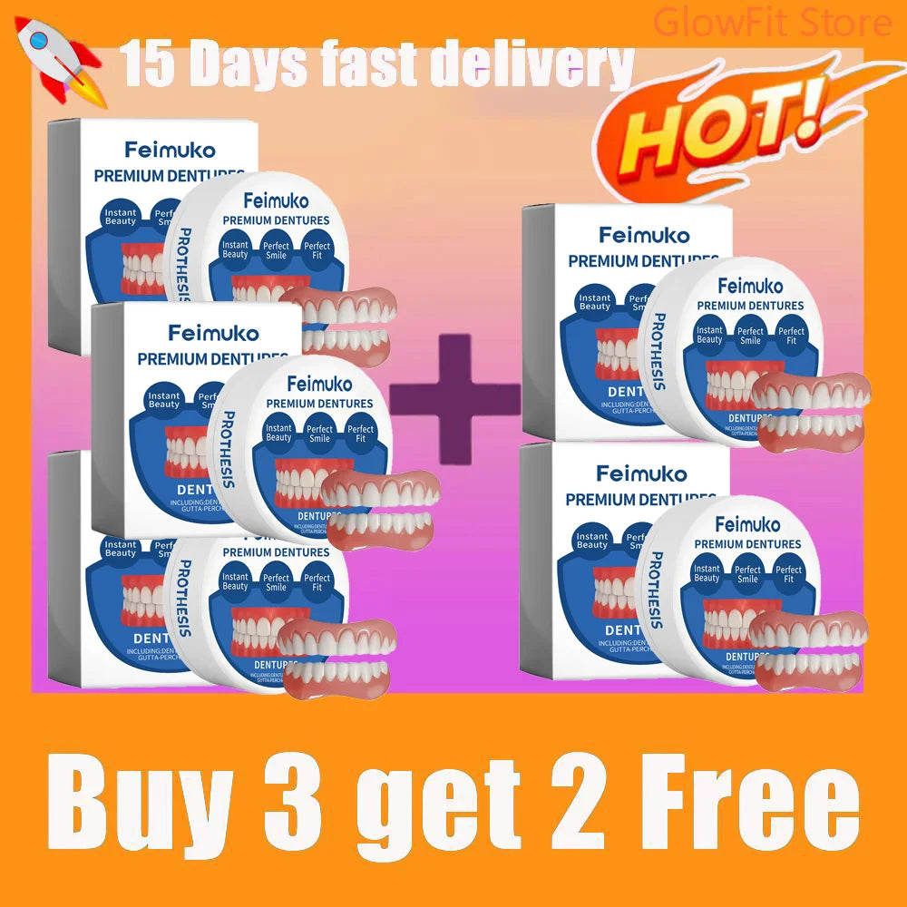 Soft Silicone Snap-On Dentures Full Set – Upper & Lower Teeth