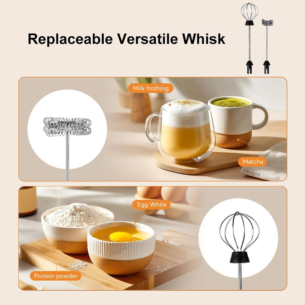 USB Rechargeable Handheld Milk Frother – 3-Speed Foam Maker