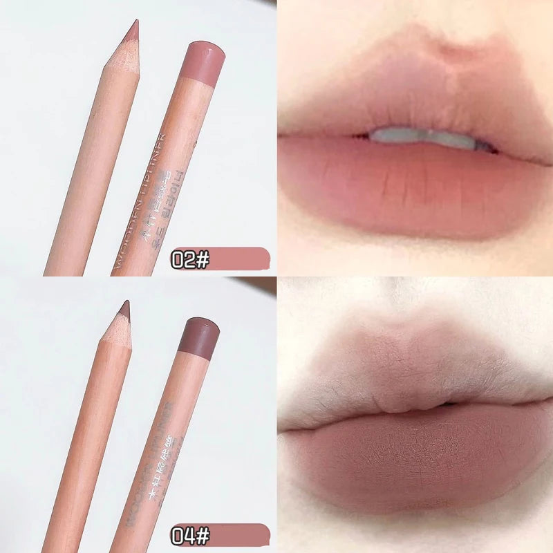 Wooden Matte Lip Liner Pencil – Waterproof Nude Contour