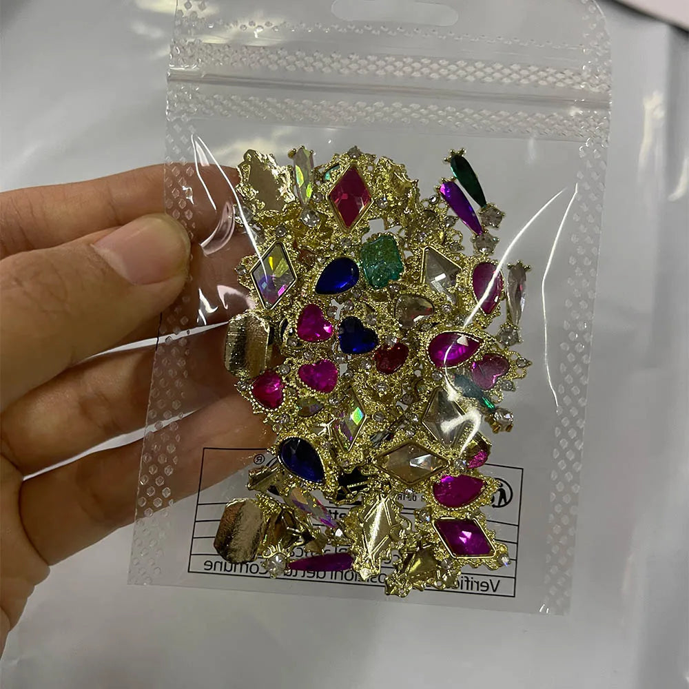 60Pcs 3D Crystal Nail Rhinestones Mixed Alloy Gem Charms DIY