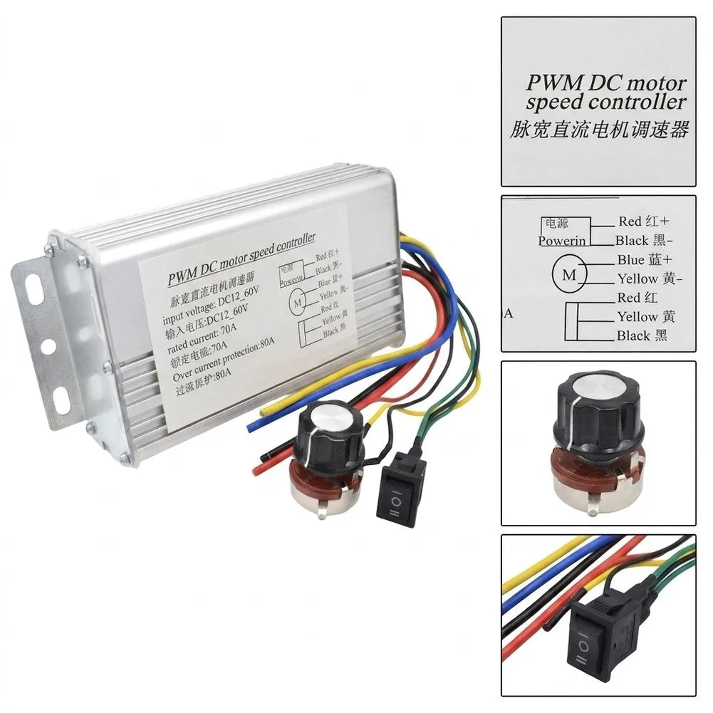 10-60V 70A DC Motor Speed Controller – Forward/Reverse Switch