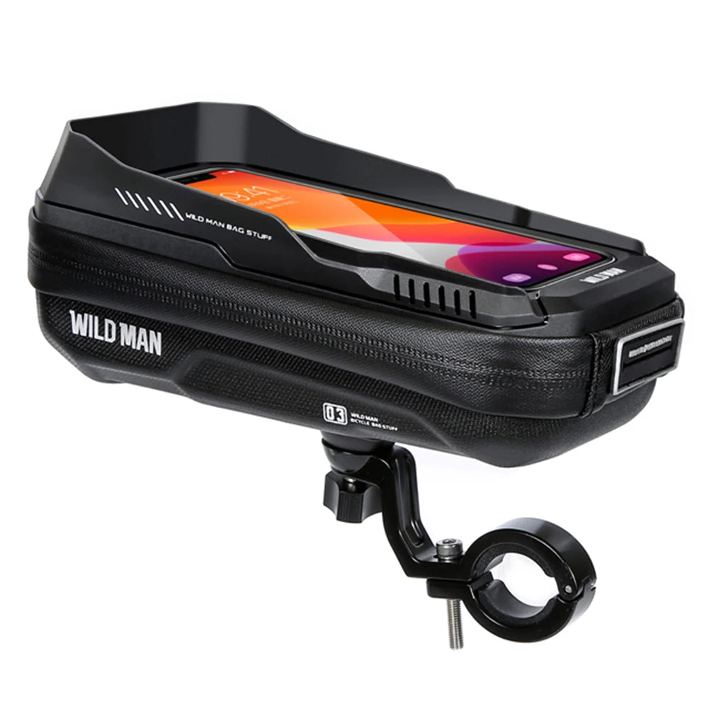 WILD MAN 0.6L Hard Shell Handlebar Bag – Waterproof MTB Bike Handlebar Bike Bag PRIMED as show