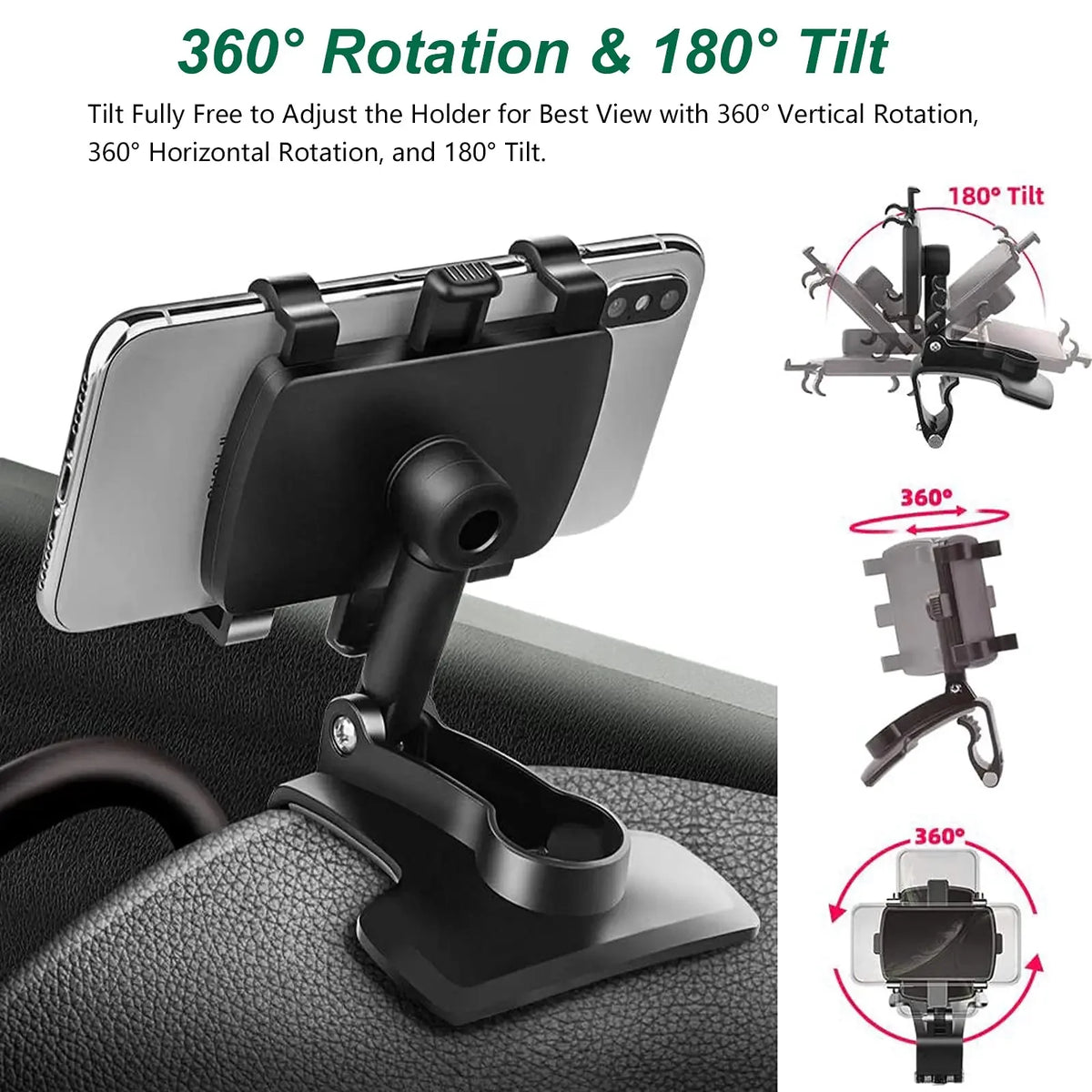 Universal Car Dashboard Phone Holder – 360° Clip Mount Car Phone Mount PRIMED