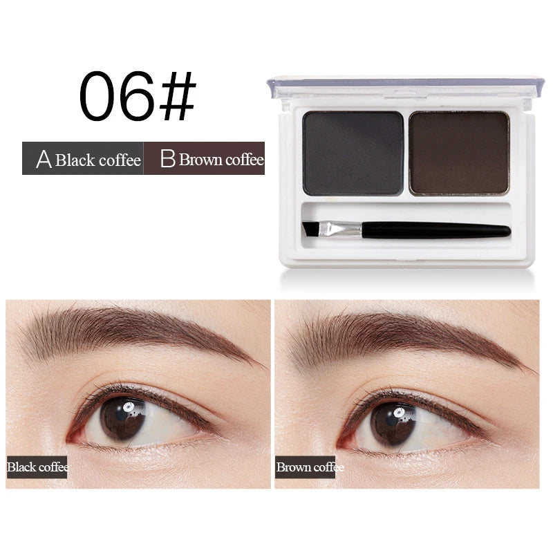 2-Color Waterproof Eyebrow Powder Palette with Brush Eyebrow Powder Palette PRIMED 06-4g