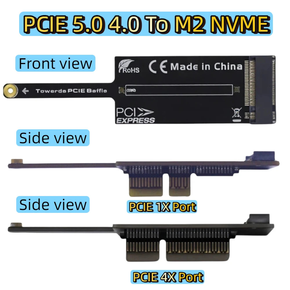 TISHRIC PCIe 5.0/4.0 M.2 NVMe Expansion Card x1 to x16 NVMe Expansion Card PRIMED