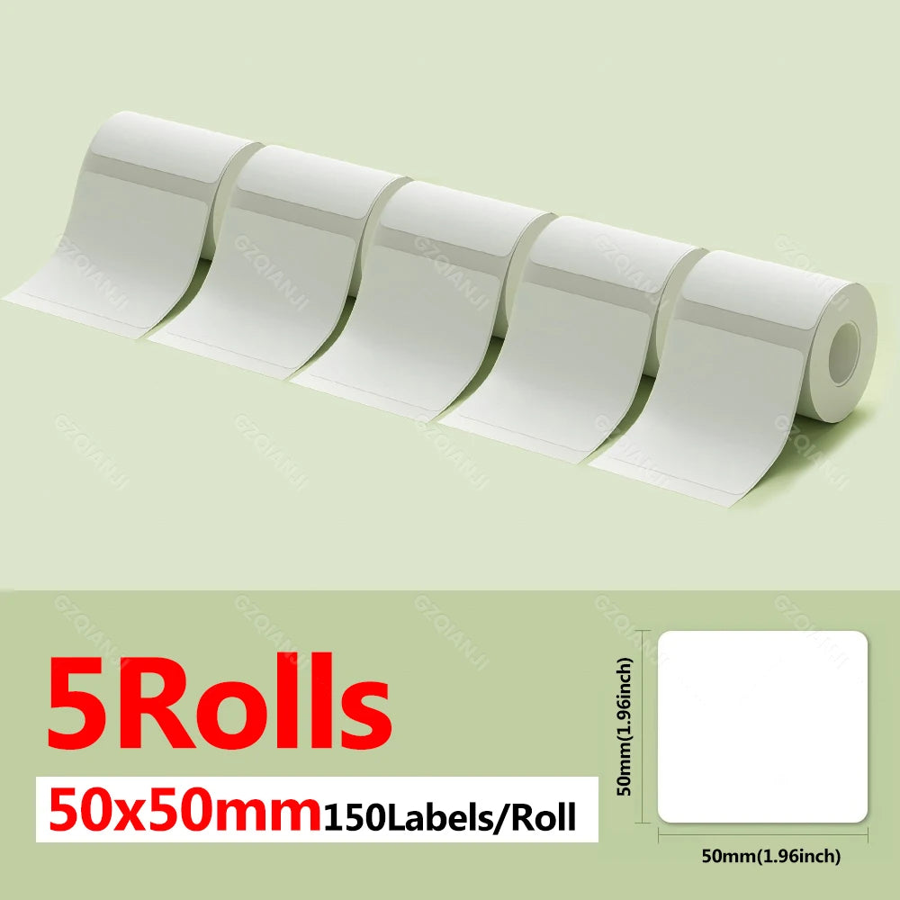 Niimbot Thermal Label Rolls 5-Pack | Waterproof B1 B21 B203 Thermal Label Rolls PRIMED 5WH 50-50mm