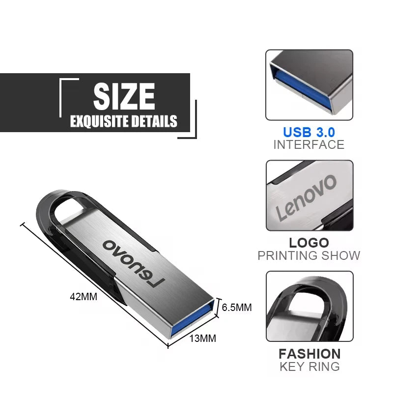 Lenovo USB 3.0 Metal Flash Drive 256GB 512GB 1TB 2TB USB Flash Drive PRIMED
