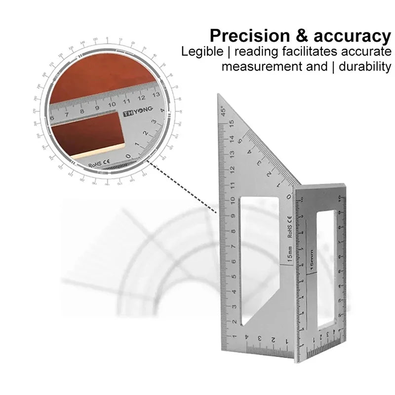 Aluminum Alloy 45 & 90° Woodworking Square Marking Gauge
