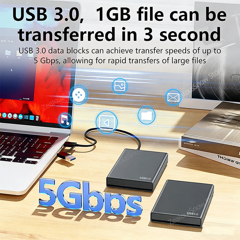 2.5" Aluminum HDD Enclosure – SATA to USB 3.0, 5Gbps, 4TB HDD Enclosure PRIMED